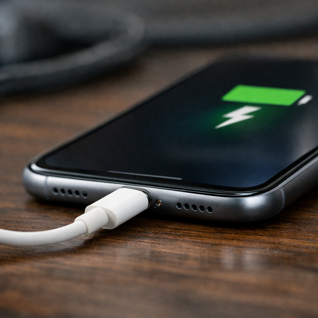 Charging in progress on sleek phone

